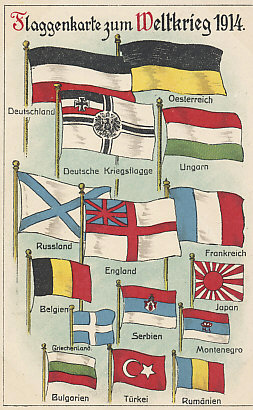 flags war ww1 german 1914 poster powers central flag allies europe battle showing austria deutschland participants weltkrieg hungary germany england