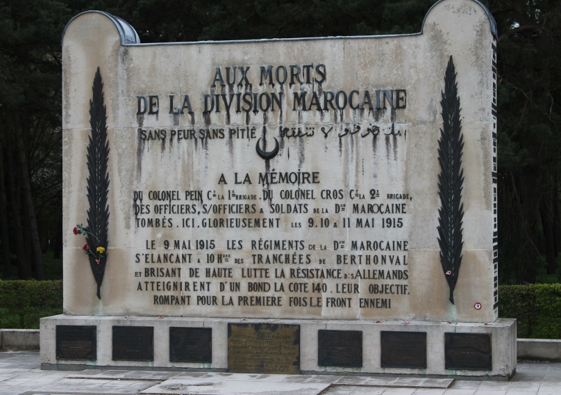 Memorial to the French Moroccan Division at Vimy Ridge. The face commemorates the Division